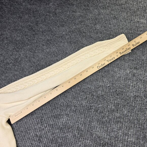 Ralph Lauren Sport Sweater Womens Large Cream Full Zip Cable Knit Cotton Logo - Picture 12 of 13